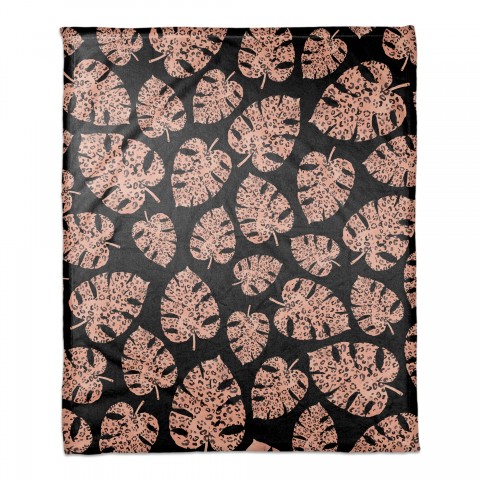 Pink Cheetah Monstera  50x60 Coral Fleece Blanket