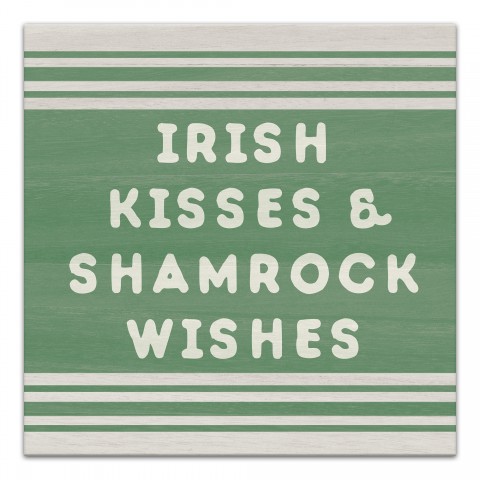 Irish Kisses Shamrock  16x16 Canvas Wall Art