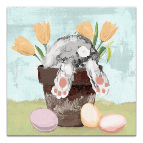 Bunny in Pot alt colors  16x16 Canvas Wall Art