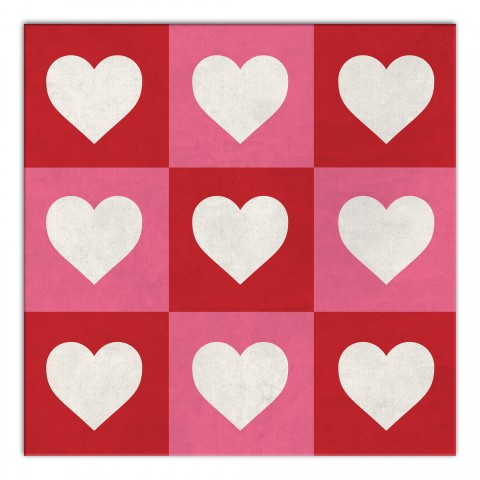 Heart Checker Pattern  16x16 Canvas Wall Art