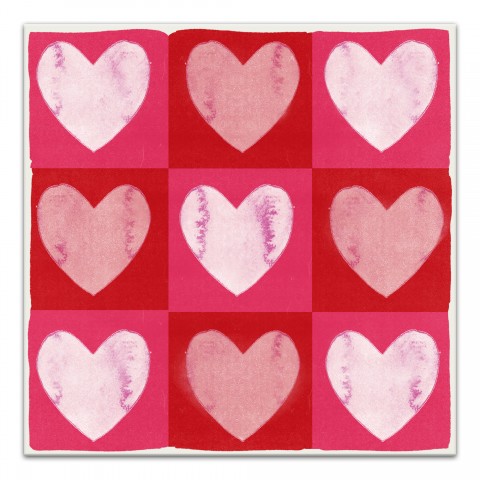 Loose Heart Squares  16x16 Canvas Wall Art