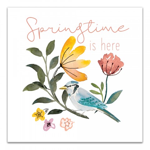 Blue Jay Springtime 16x16 Canvas Wall Art