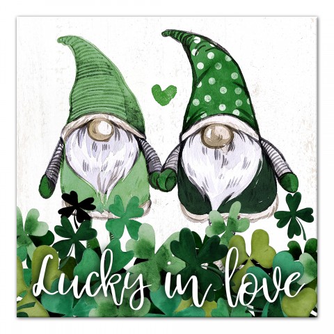 Lucky Love Gnomes 16x16 Canvas Wall Art