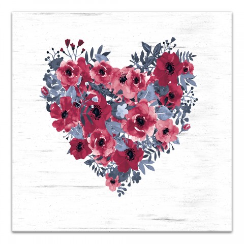 Big Floral Heart 20x20 Canvas Wall Art