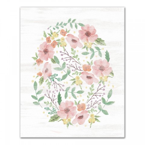 Pastel Floral Egg 16x20 Canvas Wall Art