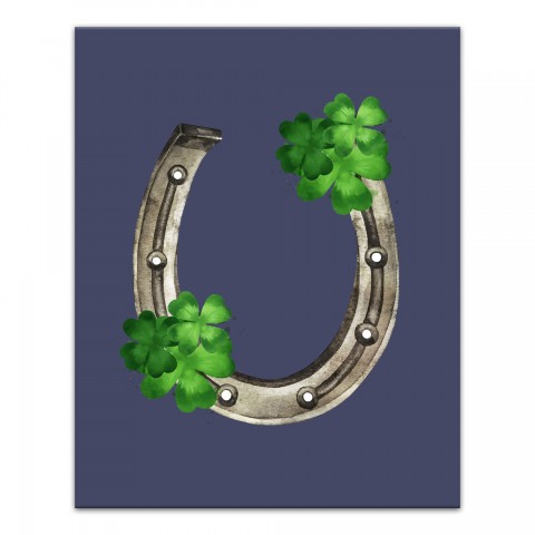 Navy Lucky Horseshoe 16x20 Canvas Wall Art