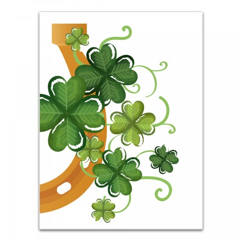 Horseshoe And Clovers 16x20 Canvas Wall Art