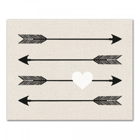 Linen Arrow Heart 20x16 Canvas Wall Art