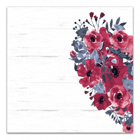 Left Big Floral Heart 12x12 Canvas Wall Art