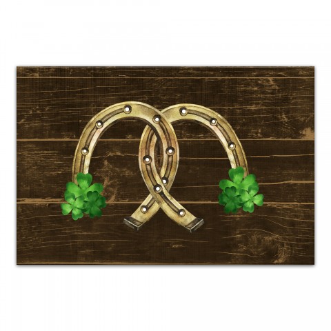 Wood Lucky Horsehoe 30x20 Canvas Wall Art