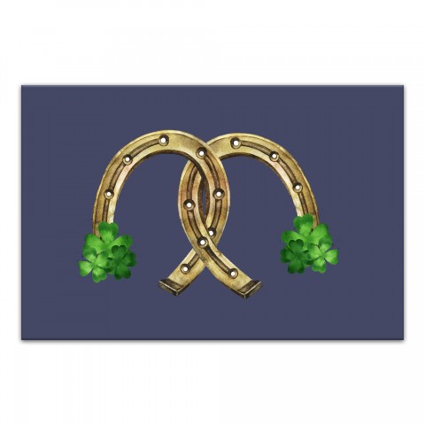 Navy Lucky Horseshoe 30x20 Canvas Wall Art
