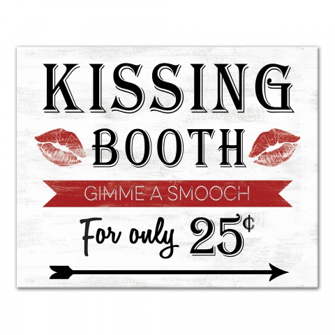 Kissing Booth Sign 20x16 Canvas Wall Art