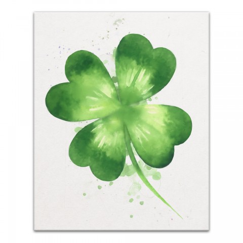 Watercolor Clover Splatter 16x20 Canvas Wall Art