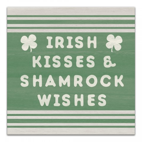 Irish kisses shamrock wishes 16x16 Canvas Wall Art
