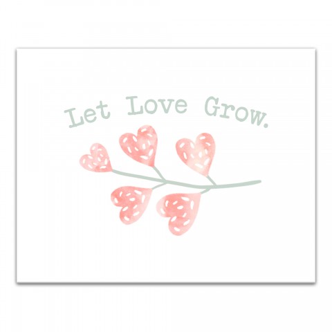 Let Love Grow Heart Branch 14x11 Canvas Wall Art