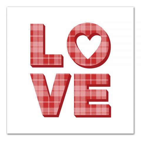 Love Plaid Stack 12x12 Canvas Wall Art