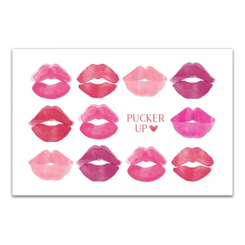 Pucker Up Watercolor Lips 18x12 Canvas Wall Art