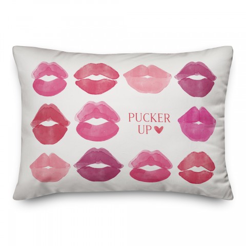 Pucker Up Watercolor Lips 14x20 Spun Poly Pillow