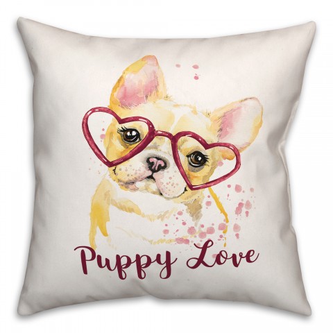 Heart Glasses Puppy Love  16x16 Spun Poly Pillow