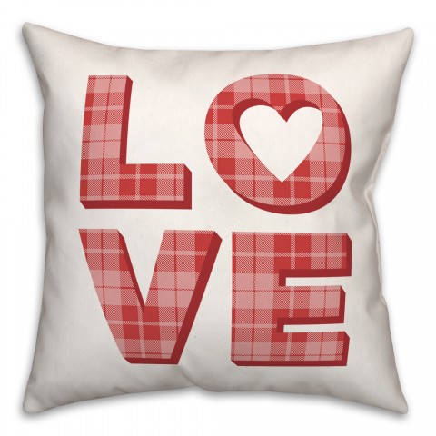 Love Plaid Stack 16x16 Spun Poly Pillow