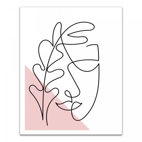 Single Line Face Leaf Colors 16x20 Canvas Wall Art