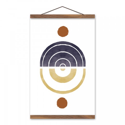 Mod Rainbow Shapes Stack 12x18 Teak Hanging Canvas
