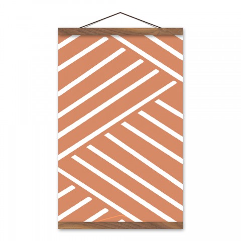 Terra Cotta Herringbone 12x18 Teak Hanging Canvas