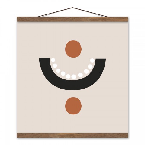 Circle Dot Pattern 16x16 Teak Hanging Canvas
