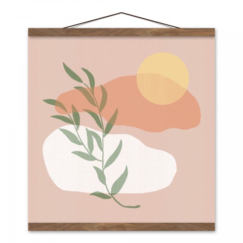 Sun On Blush  16x16 Teak Hanging Canvas