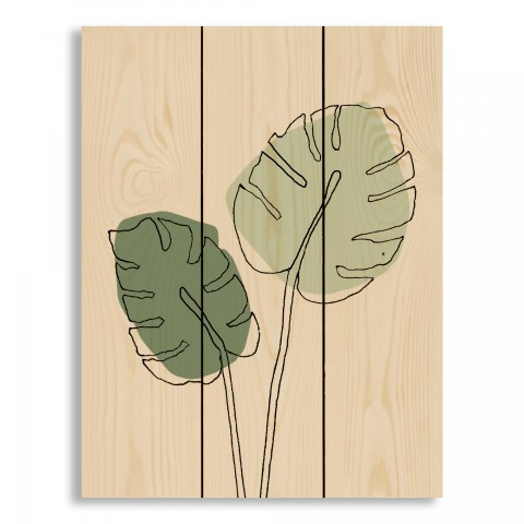 Sketch Monstera Leaf Colors 10.5x14 Pallet Wood Art