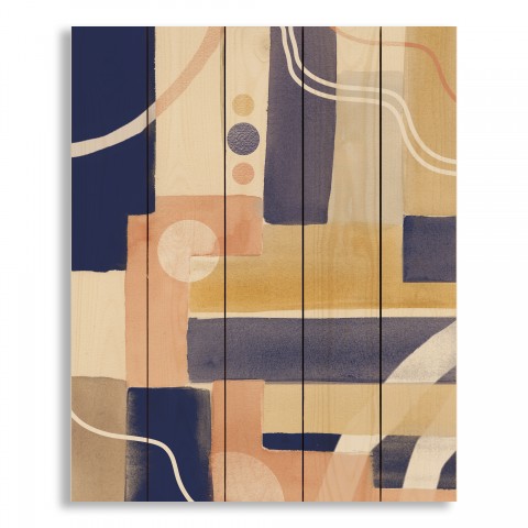 Abstract Geo Painting And Lines 18x22 Pallet Wood Art