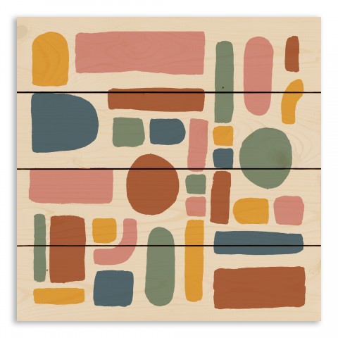 Abstract Shapes Colors 14x14 Pallet Wood Art