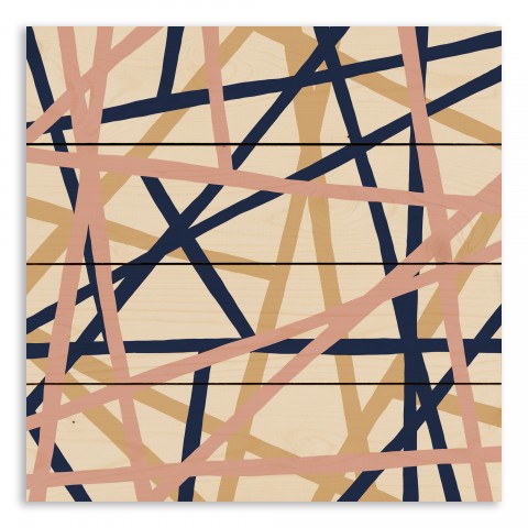 Mod Crossing Lines Geo 14x14 Pallet Wood Art