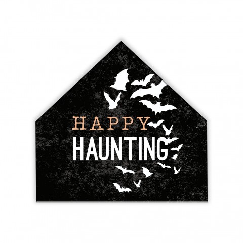 Happy Haunting Bats Inch 12x12 House Shaped Canvas