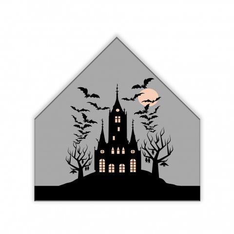 Haunted House Gray  12x12 House Shaped Canvas