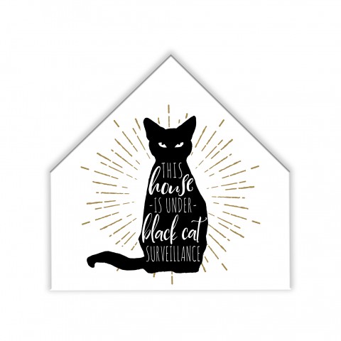Black Cat 12x12 House Shaped Canvas