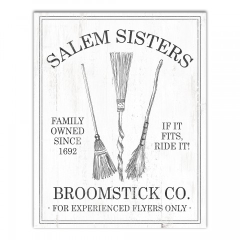 Salem Sisters Brooms 16x20 Canvas Wall Art