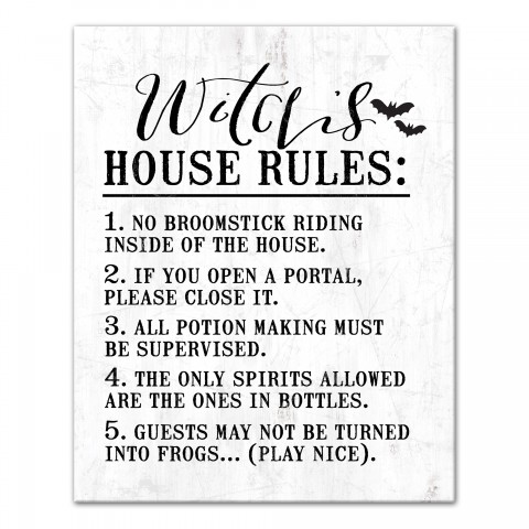 Witch On Distressed White 16x20 Canvas Wall Art
