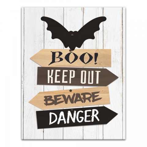 Halloween Bat Sign 11x14 Canvas Wall Art