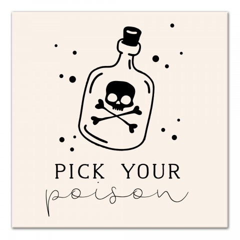 Pick Poison Bottle Cream 12x12 Canvas Wall Art