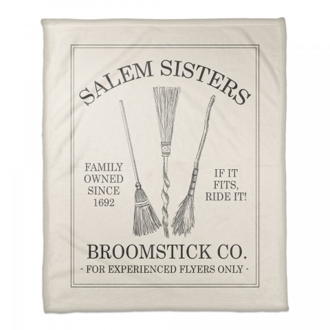 Salem Sisters Brooms 50x60 Coral Fleece Blanket