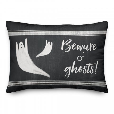 Ghosts On Distressed Black 14x20 Spun Poly Pillow