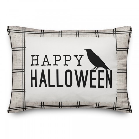 Happy Halloween Crow 14x20 Spun Poly Pillow