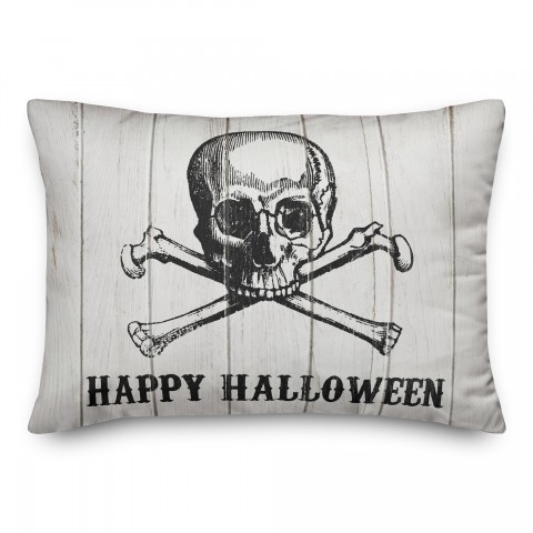 Happy Halloween Skull 14x20 Spun Poly Pillow