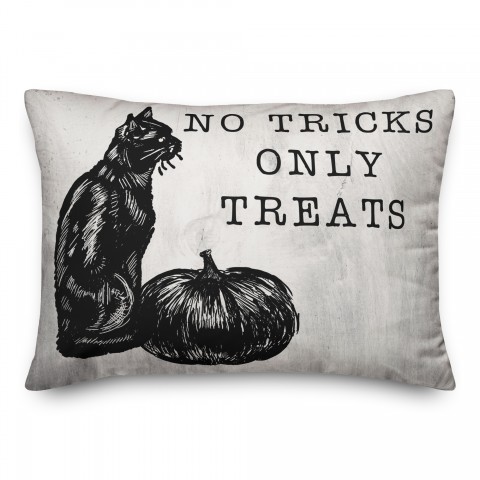 No Tricks Only Treats Cat 14x20 Spun Poly Pillow