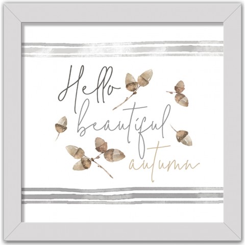 Hello  Autumn 16x16 White Framed Print Under Glass