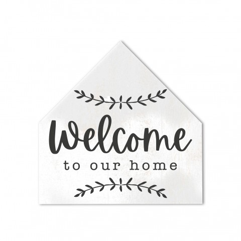 Welcome To Our Home  12x12 House Shaped Canvas