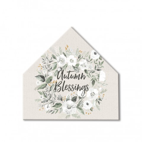 Sage Floral Wreath 12x12 House Shaped Canvas