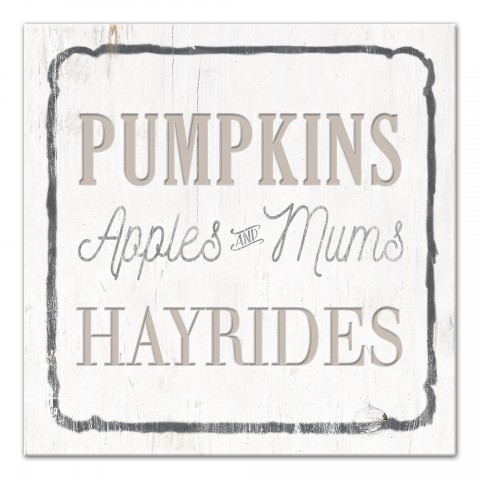 Pumpkins And Hayrides 12x12 Canvas Wall Art