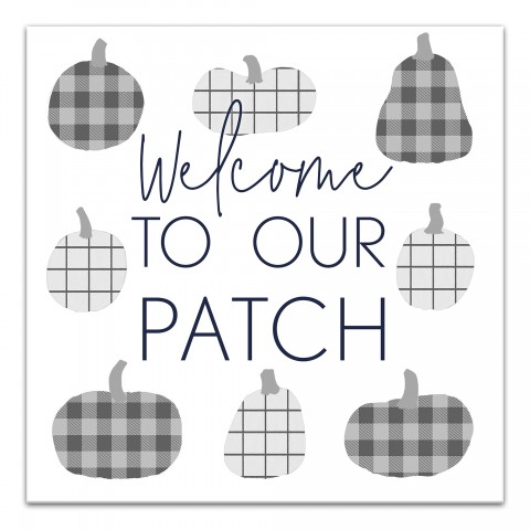 Welcome Patch Check Pumpkins 12x12 Canvas Wall Art